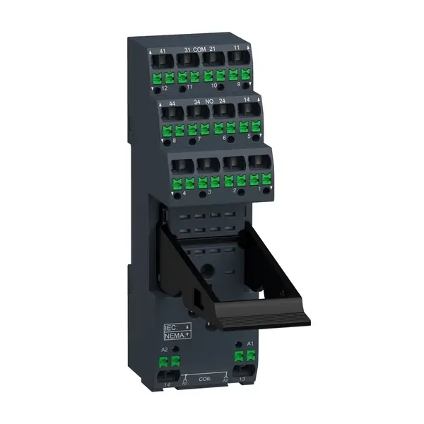 Schneider Electric - RXZE14P - push-in socket with clamp for RXM2/RXM4 - 1