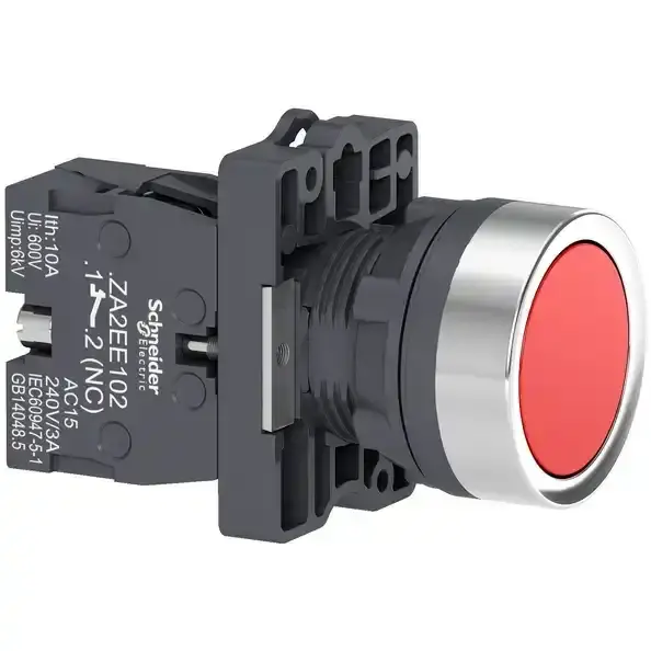 Schneider Electric - XA2EA42 - PB,FLUSH,RED1NC - 1