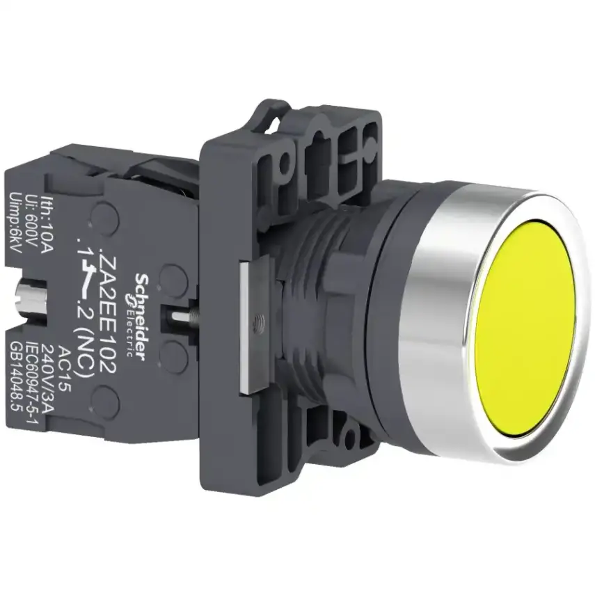 Schneider Electric - XA2EA51 - PB,FLUSH,YELLOW,1NO - 1