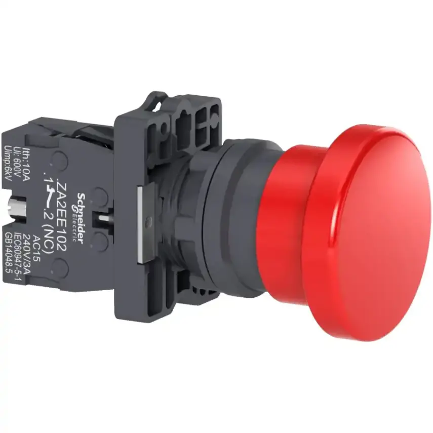 Schneider Electric - XA2EC42 - PB,MUSHROOM,DIA40,RED,1NC - 1