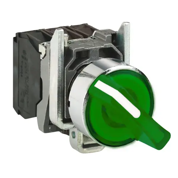 Schneider Electric - XB4BK133M5 - Illuminated selector switch,230VAC,green - 1