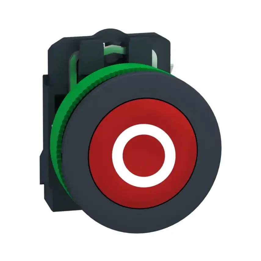 Schneider Electric - XB5FA4322 - FLUSH RED FLUSH CAP PB WH MARK O 1NC - 1