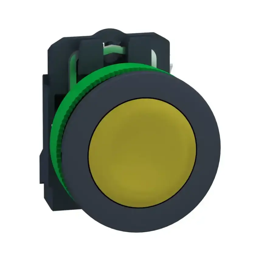 Schneider Electric - XB5FA51 - FLUSH YEL FLUSH CAP PB 1NO SCREW CLAMP - 1