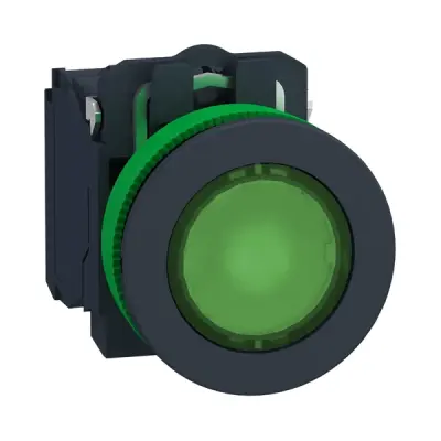 Schneider Electric - XB5FW33M5 - FLUSH GR CAP ILL PB LED 230 1NO 1NC SCR - 1