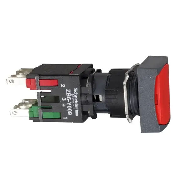 Schneider Electric - XB6DA45B - RECT.PUSH BUT.RED NO/NC - 1