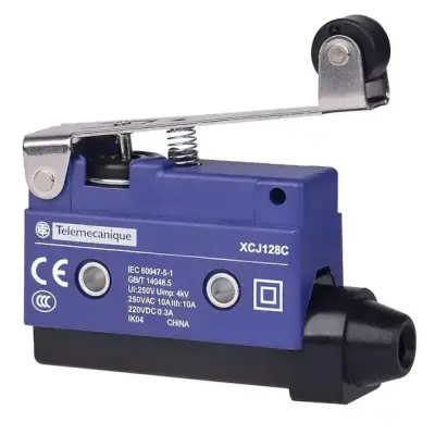 XCJ128C - Limit Switch, Long Flat Lever, Roller En - Telemecanique Sensors