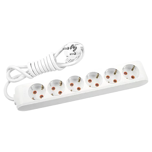 VIKO Multi-Let 6-Outlet Earthed Power Strip 1 m White - 1