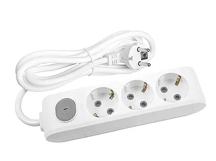 VIKO Multi-Let 3-Outlet Earthed switched Power Strip 1 m White - 1
