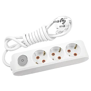 VIKO Multi-Let 3-Outlet Earthed switched Power Strip 3 m White - VIKO