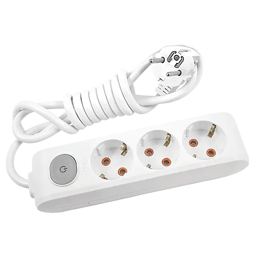 VIKO Multi-Let 3-Outlet Earthed switched Power Strip 3 m White - 1