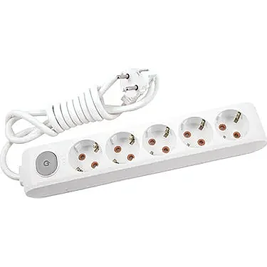 VIKO Multi-Let 5-Outlet Earthed switched Power Strip 2 m White - 1