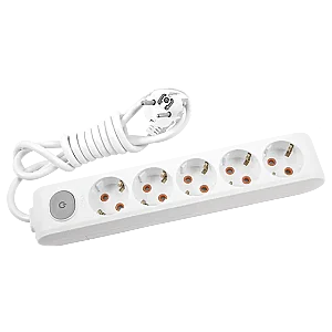 VIKO Multi-Let 5-Outlet Earthed switched Power Strip 3 m White - VIKO