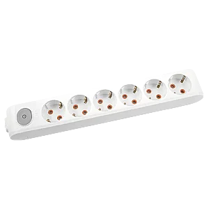 VIKO Multi-Let 6-Outlet Earthed switched terminal-connected Power Strip White - VIKO