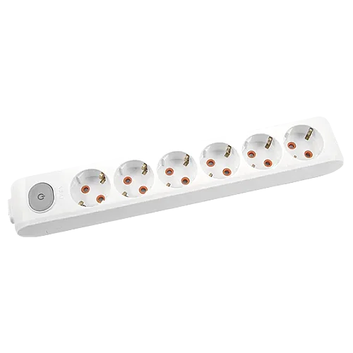 VIKO Multi-Let 6-Outlet Earthed switched terminal-connected Power Strip White - 1