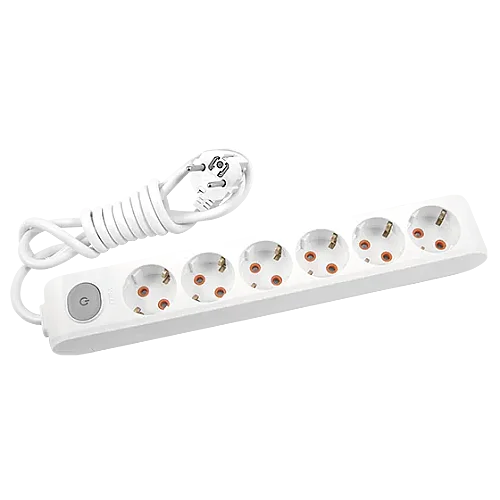 VIKO Multi-Let 6-Outlet Earthed switched Power Strip 2 m White - 1
