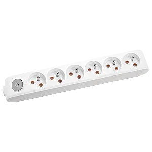 VIKO Multi-Let 6-Outlet Earthed UPS switched terminal-connected Power Strip White - VIKO
