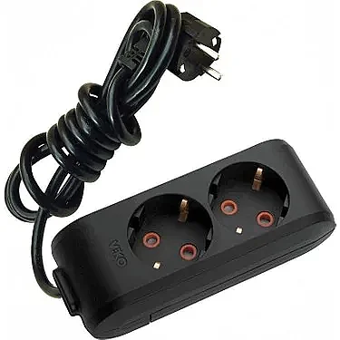 VIKO Multi-Let 2-Outlet Earthed Power Strip 2 m Black - 1
