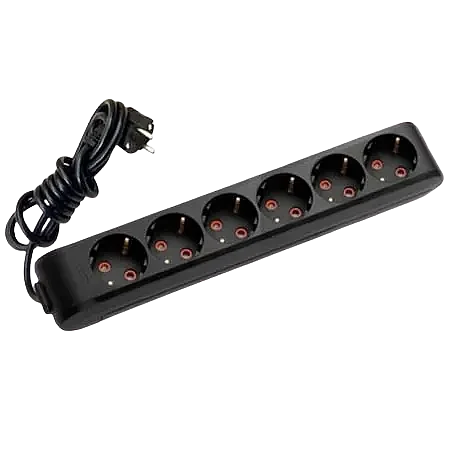 VIKO Multi-Let 6-Outlet Earthed Power Strip 2 m Black - 1