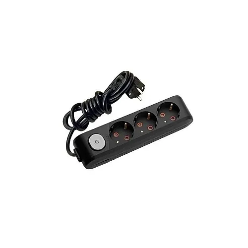 VIKO Multi-Let 3-Outlet Earthed switched Power Strip 3 m Black - 1