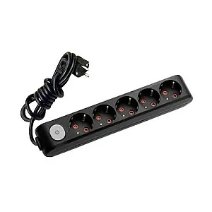 VIKO Multi-Let 5-Outlet Earthed switched Power Strip 3 m Black - VIKO