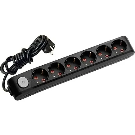 VIKO Multi-Let 6-Outlet Earthed switched Power Strip 2 m Black - 1