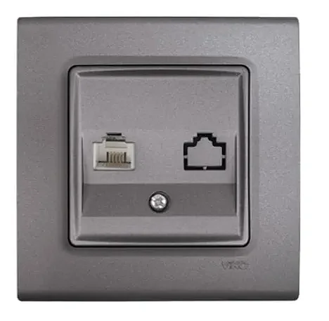 VIKO 90442013 Linnera Life Granite Grey Cat3 telephone/data socket - 1