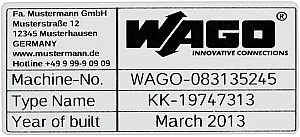 210-804 Type Labels - Wago