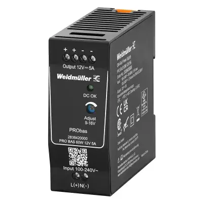 Weidmuller 2838420000 PRO BAS 60W 12V 5A Power Supply Module - Weidmüller